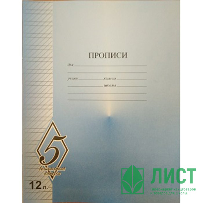 Тетрадь 12 листов частая косая линия (КФОБ) Великолепная пятерка арт TW 512 O0 V5 7
