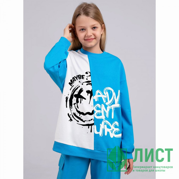Джемпер для девочки артикул CLE 846507/73а  размер 34/134-40/152 цвет голубой