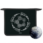 Папка школьная для тетрадей А5 на молнии (Оникс) Мяч на чёрном фольга золото арт.ПТ 7-12