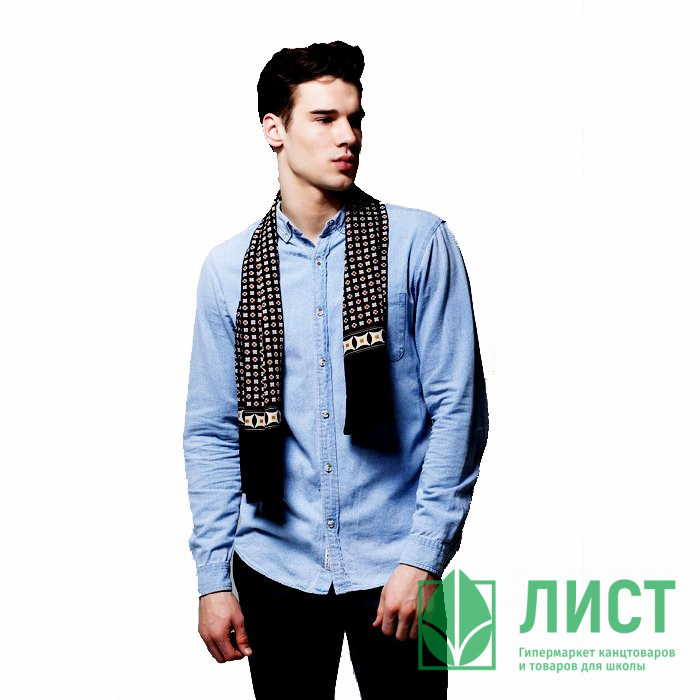 Палантин мужской "Алессандро" цв.черно-бежевый арт.3004569