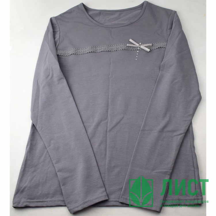 Джемпер для девочки трикотажный (Ликру) длинный рукав цвет серый арт.0217 Непоседа размерный ряд 32/128-42/164