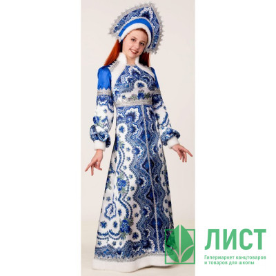 Костюм взрослый Снегурочка Василиса (платье,кокошник) арт.321-44, 321-46, 321-48 Костюм взрослый Снегурочка Василиса (платье,кокошник) арт.321-44, 321-46, 321-48