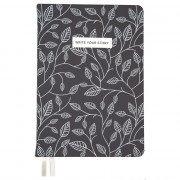 Ежедневник недатированный "deVENTE. Lilian" A5 (145 ммx205 мм) 320 стр, белая бумага 70 г/м², печать в 2 краски, твердая обложка из искусственной кожи, аппликация, шелкография, перфорация, закругленные уголки, 2 ляссе, в термоусадочной пленке, серый