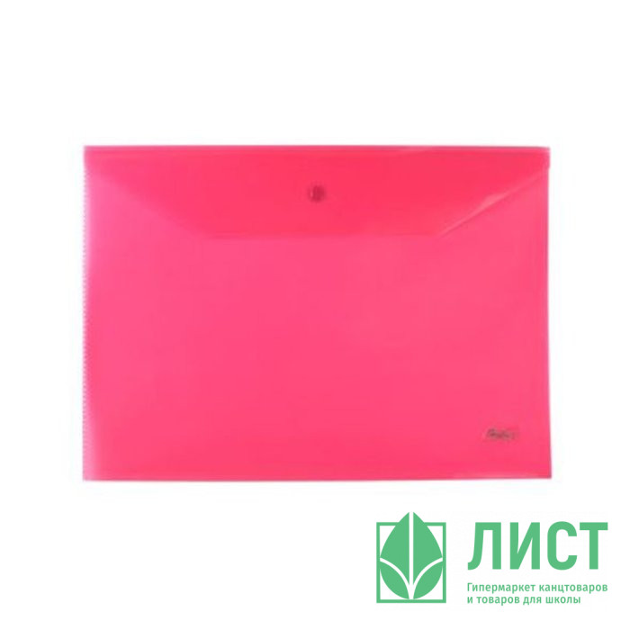 Папка-конверт на кнопке А4(235*325) 180мкм Hatber красный арт.AKk4_00003