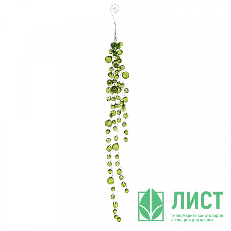 Украшение декор.подвеска "Лиана. Морозная веточка" 46см зеленые капли арт.824014