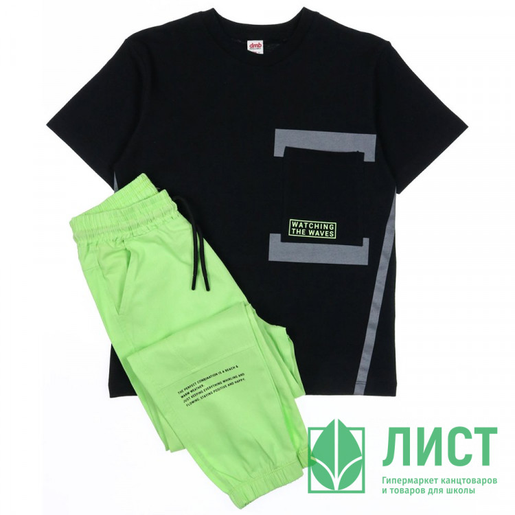 Комплект для мальчика артикул DMB 7447 размерный ряд 34/134-44/164 (футболка+брюки) цвет фисташковый