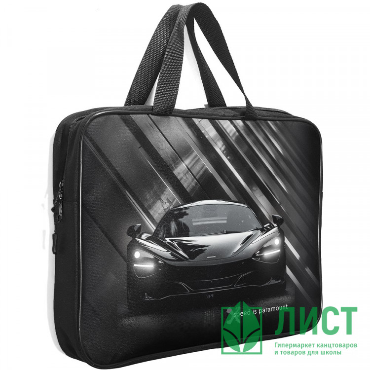 Папка А4 текстиль на молнии ручка-тесьма (Stavia) Скорость мультиколор арт.89261