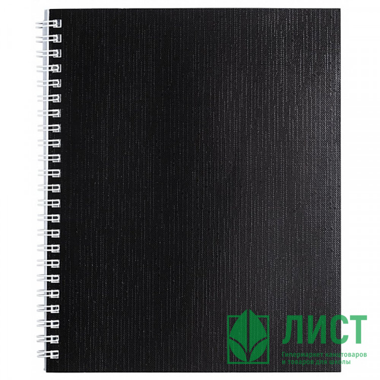 Тетрадь А5 клетка 48 листов бумвинил на гребне (Hatber) Metallic Черная арт 48Т5бвВ1гр