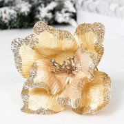 Украшение декор. "Цветок. Пуансеттия Волшебный день" 23см цв.блеск шампань арт.259-679