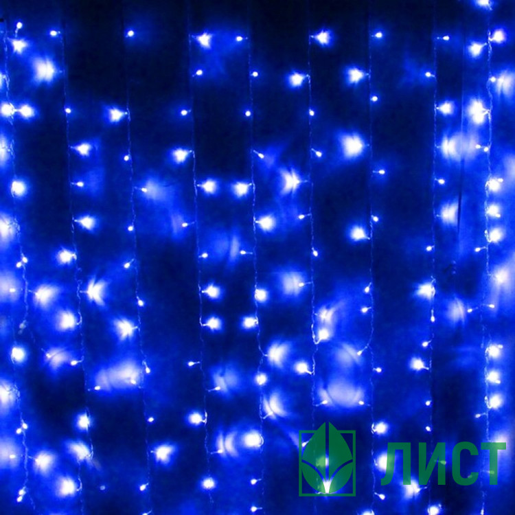 Гирлянда эл.д/дома занавес Дождь 1,5*2,5м 360LED (св.провод) цв.синий 8реж. арт.131-031