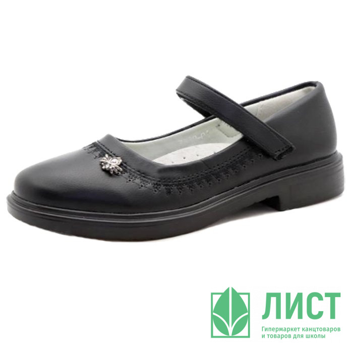 Туфли для девочки (КОЛОБОК) черные верх-искусственная кожа подкладка-искусственная кожа  артикул RC111_3580-01