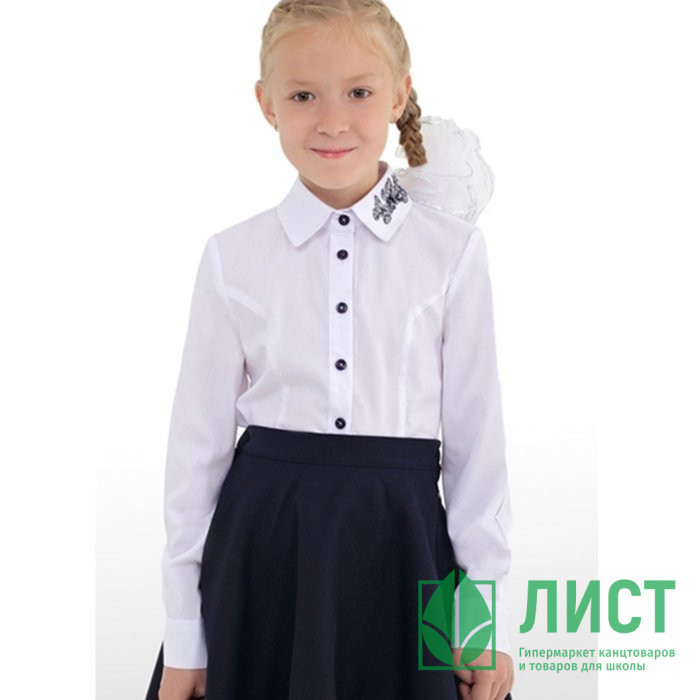 Блузка для девочки (Модники) длинный рукав цвет белый арт.247 размер 30