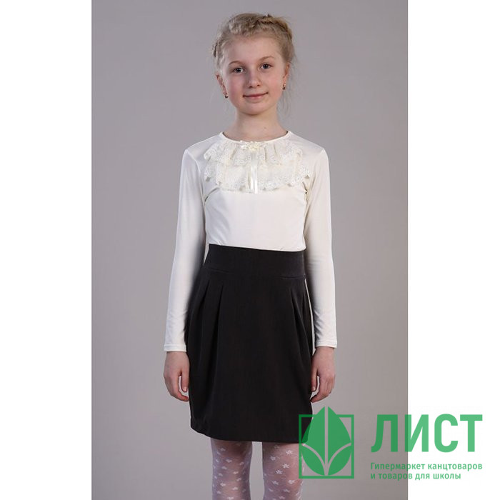 Джемпер для девочки трикотажный (Ликру) длинный рукав цвет белый арт.3087 размер 146