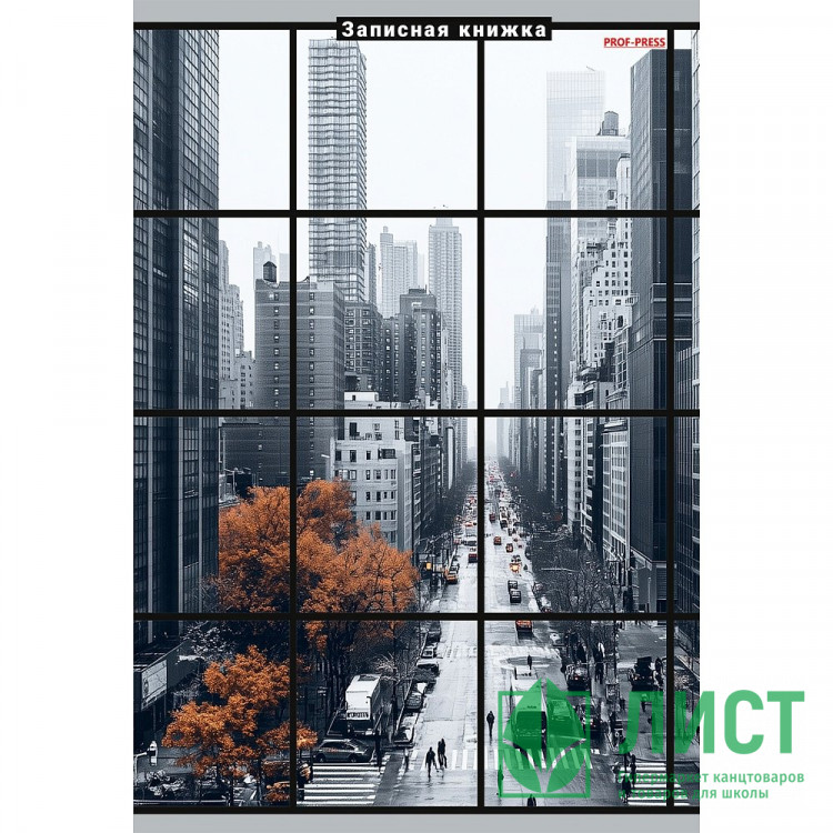 Записная книжка А5 твердая обложка 80 листов (Prof-Press) Мегаполис в окне глянцевая ламинация арт.80-7580