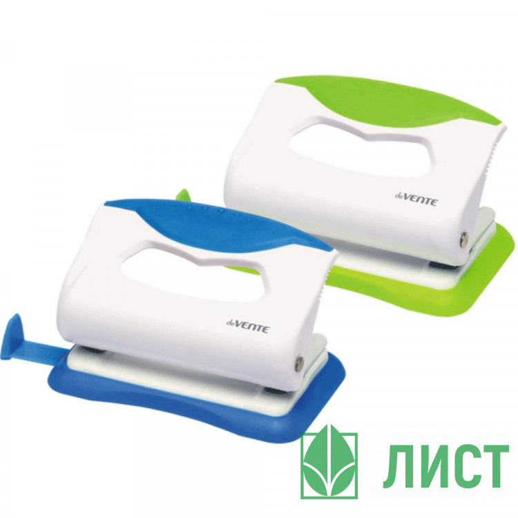 Дырокол (10л) deVENTE пластиковый с каучуковой вставкой, с линейкой Color арт.4020804
