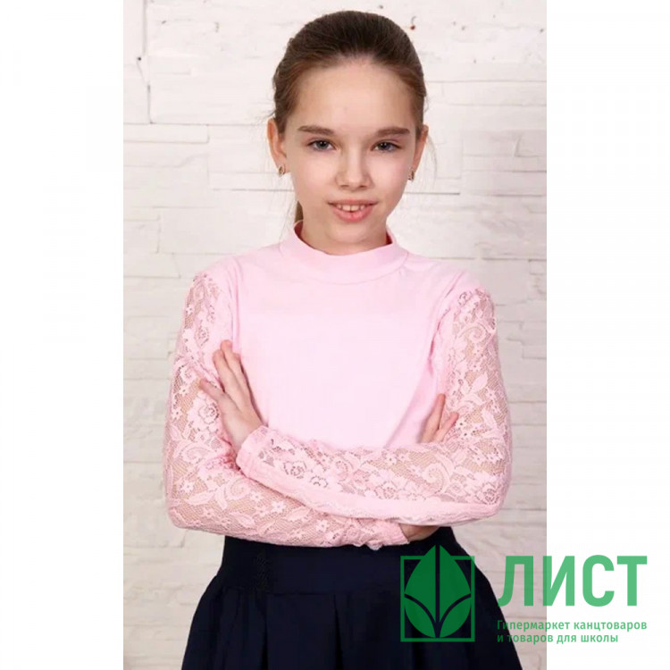 Джемпер для девочки трикотажный (Ликру) длинный рукав цвет розовый арт.1077 ПРИНЦЕССА Школы.3 размерный ряд 36/146-42/164