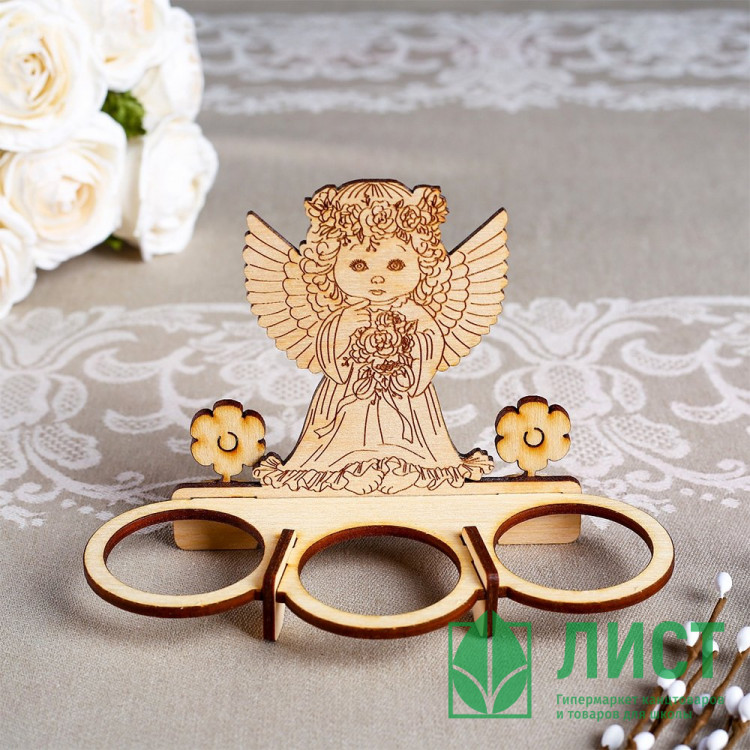 ПАСХА Подставка для 3 яиц "Ангел с цветами" 15*7*10см арт.4777848