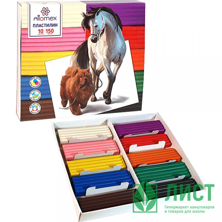 Пластилин 10 цветов 150 грамм (Attomex) Классический картонная коробка арт 8042921
