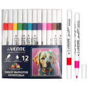 Маркеры акриловые (deVENTE) HOBBY CREATIVE Classic&Pastel 12 цветов пулевидный наконечник, ширина линии 2 мм, в пластиковой коробке