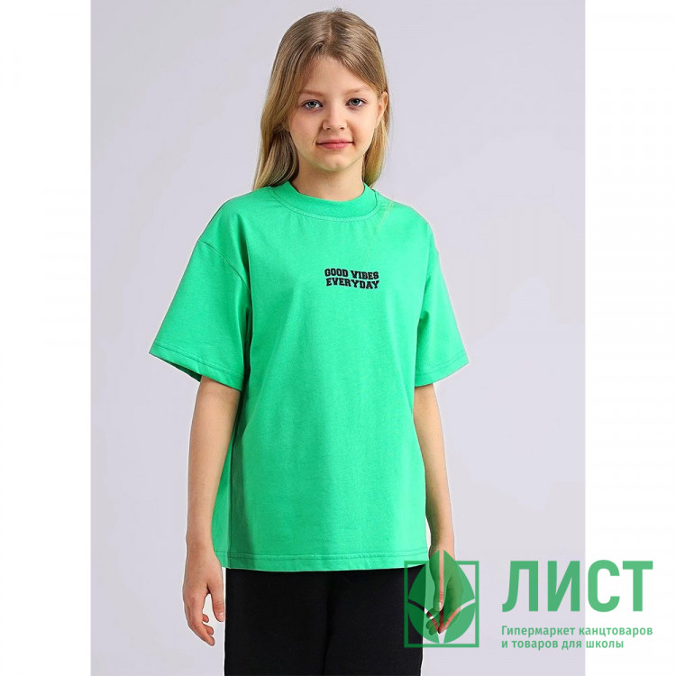 Футболка для девочки артикул CLE 845589кд_п размерный ряд 34/134- 42/158 цвет зеленый