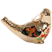 Украшение декор.подвеска фигурка (Серия фарфор) "Птичка" 09,8см цв.золото арт.94943