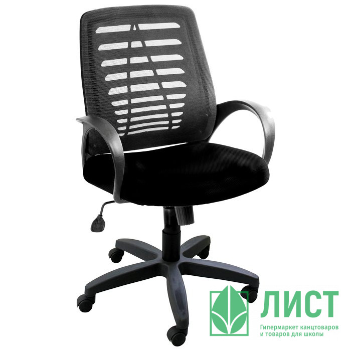 Кресло д/оператора пластик/сетка Глория черный