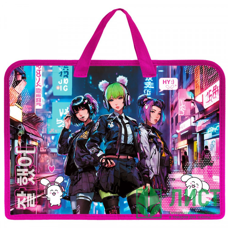 Сумка пластик А4 (Hatber) на молнии ручка-тесьма арт.AMn_07083