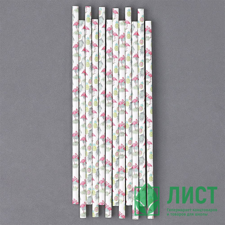 Трубочки для коктейля "Фламинго" 12шт/наб. арт.9686278