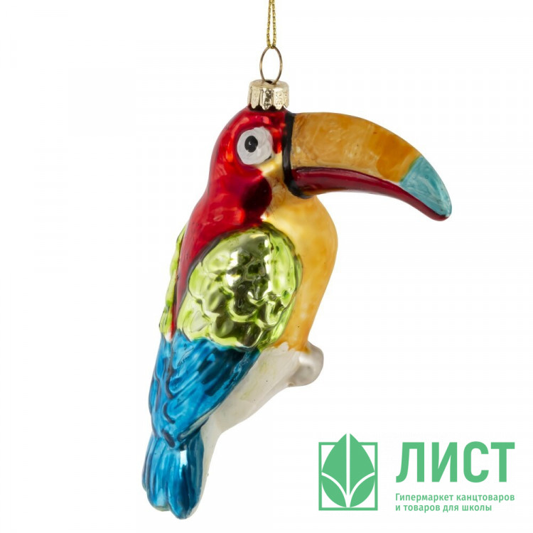 Фигурка на ёлку стекло (серия Коллекция) 12,5см "Птица Тукан" арт.822464