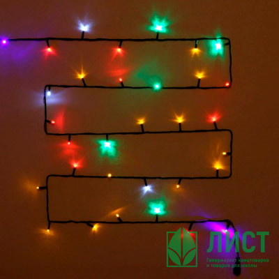 Гирлянда электрическая уличная точечная 11м 120LED &quot;Мерцание&quot; цвет мульти (темный провод) артемный 183-405 Гирлянда электрическая уличная точечная 11м 120LED "Мерцание" цвет мульти (темный провод) артемный 183-405