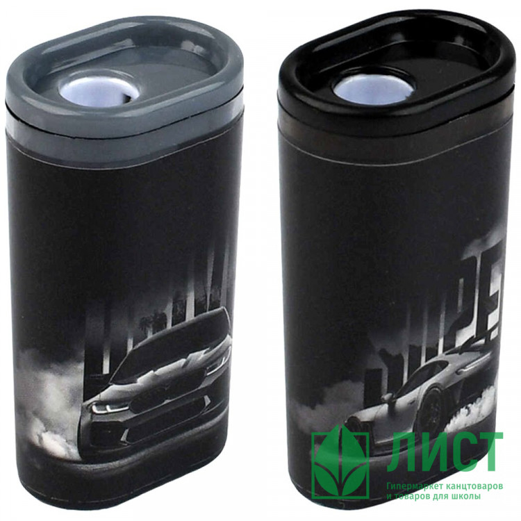 Точилка пластиковая Феникс Форсаж 1 отверстие с контейнером  ассорти арт.72688