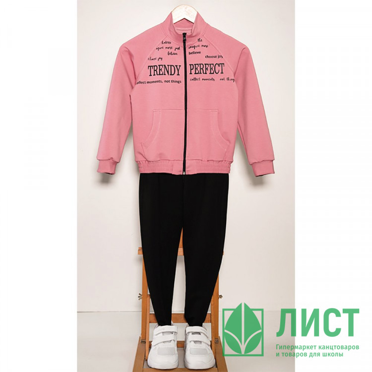 Костюм для девочки (Белый слон) арт.3236-47 размер 34/134-40/152 трикотажные цвет черный/розовый
