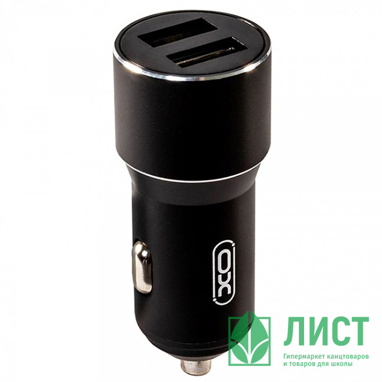 Зарядное устройство сетевое XO-CC30,2.4А, 12Вт,USBx2, блочок, металл, цв.черный