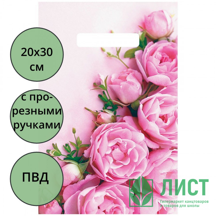 Пакет ПВД прорезная ручка 20*30 30мкм Ненси