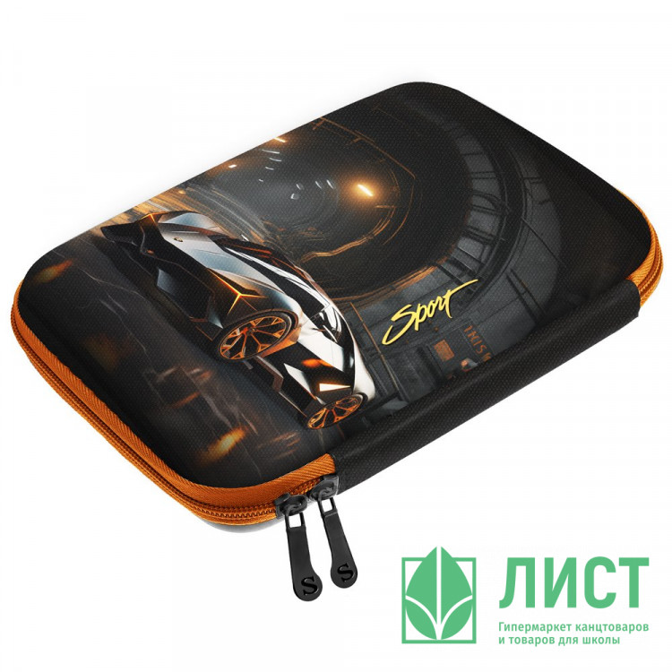 Пенал 1 отделение овальный (Stavia) Машина мультиколор 210х120х50мм арт.85254