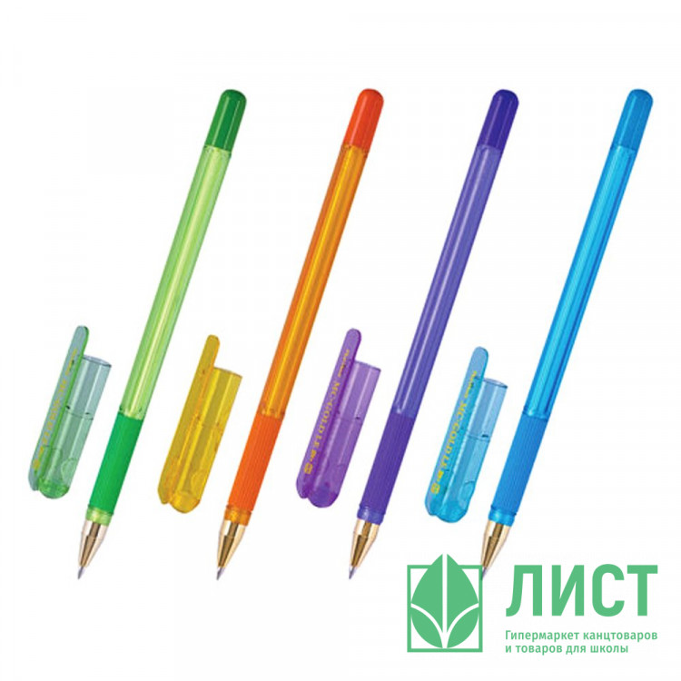 Ручка шариковая  прозрачный корпус  резиновый упор (MC Gold LE) , корпус цветной, синяя 0,5мм арт.MCL-02 (Ст.12)