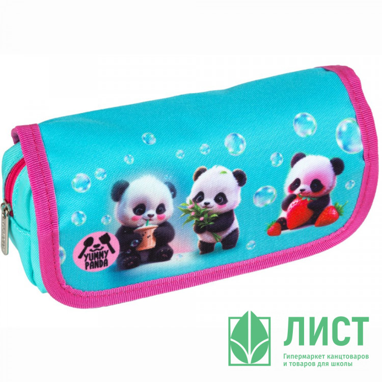 Пенал-косметичка 1 отделение с верхней створкой на липучке (deVente) Yummy Panda 20,5x9,5x7 см арт.7020505