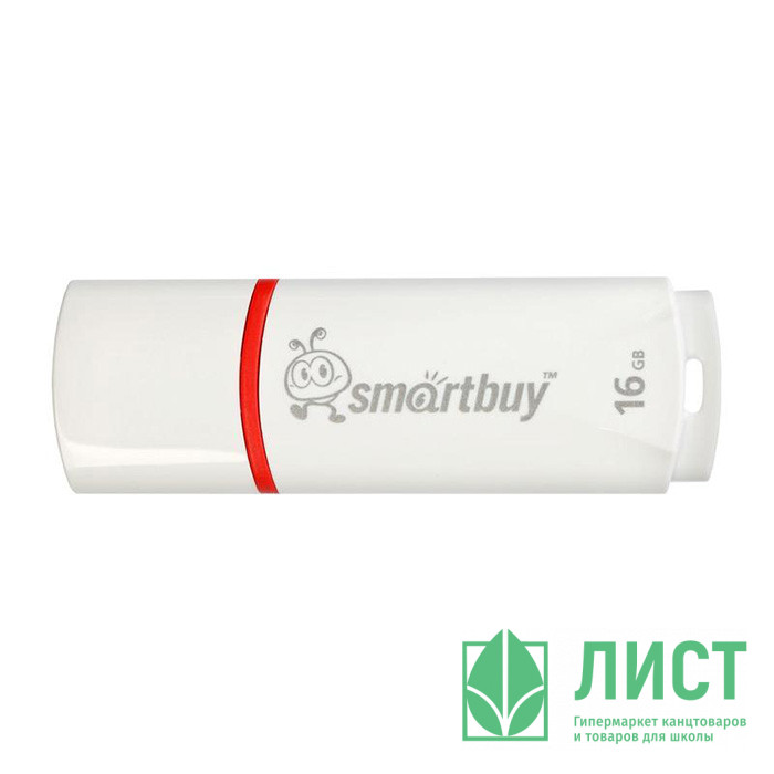 Флеш диск 16GB USB 2.0 SmartBuy Crown, белый