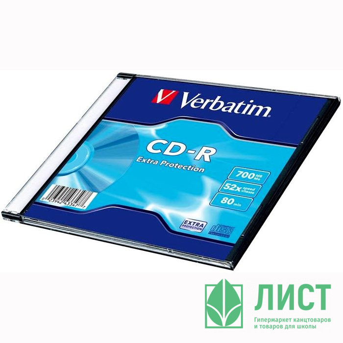 Диск CD-R Verbatim 700Мб 80мин 52x Slim Case (без упаковки)