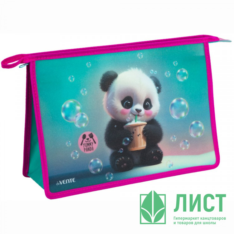 Папка школьная для тетрадей А4 на молнии (deVENTE) Yummy Panda арт.8056546