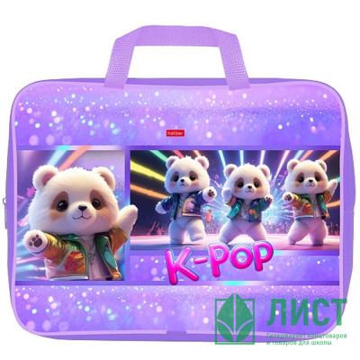 Папка А4 текстиль на молнии ручка-тесьма (Hatber) K-pop мишки арт.NSn_32101 Папка А4 текстиль на молнии ручка-тесьма (Hatber) K-pop мишки арт.NSn_32101