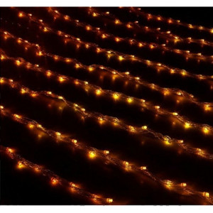 Гирлянда электрическая для дома занавес Дождь 1,5*1м 300LED цвет желтый (светлый провод) арт.671635