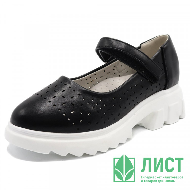 Туфли для девочки (Meitesi) черный верх-искусственная кожа подкладка-искусственная кожа размерный ряд 30-37 арт.ldj-RG11-5