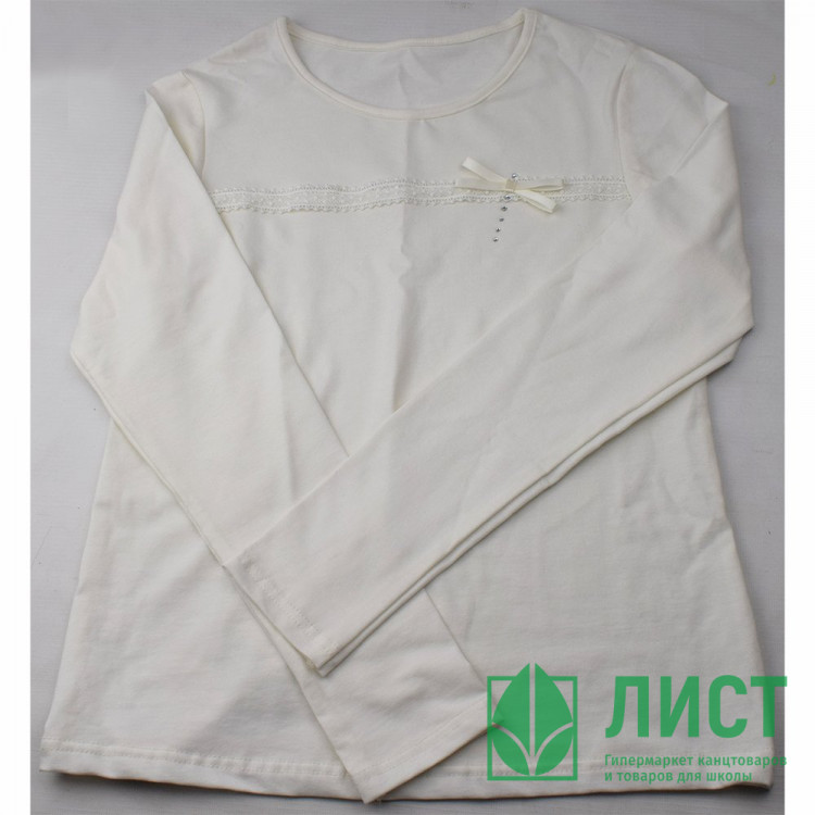 Джемпер для девочки трикотажный (Ликру) длинный рукав цвет экрю арт.0217 Непоседа размерный ряд 32/128-42/164