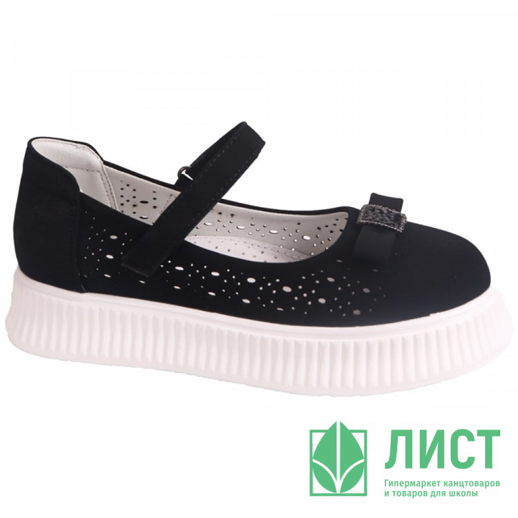 Туфли для девочки (TOM.MIKI) черный верх-искусственный нубук  подкладка-натуральная кожа размерный ряд 32-37 арт.T-10758-A