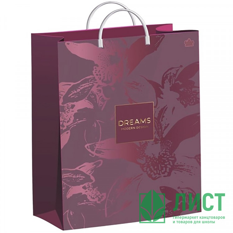 Пакет ПВД с пластиковыми ручками 30*40+10 Брусничный