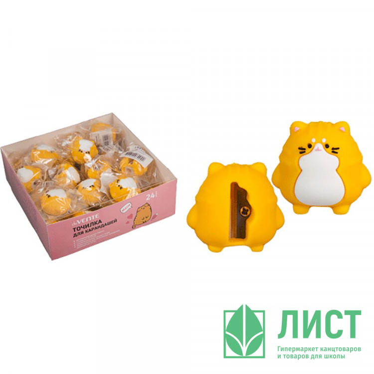 Точилка пластиковая (deVENTE) Fat Cat 1 отверстие покрытие Soft Touch арт.8031311