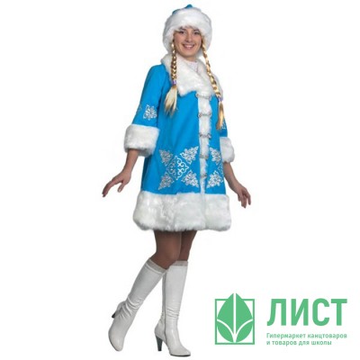Костюм взрослый Снегурочка Вышивка (шуба,шапка с косами) арт.1113-44, 1113-46, 1113-48 Костюм взрослый Снегурочка Вышивка (шуба,шапка с косами) арт.1113-44, 1113-46, 1113-48