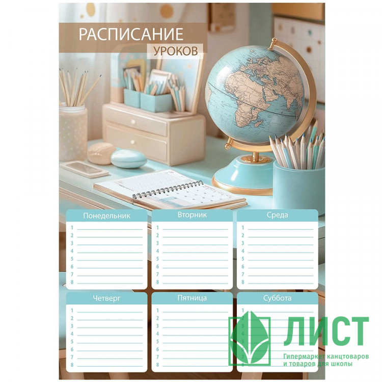 Расписание уроков А4 Феникс Глобус арт.72585
