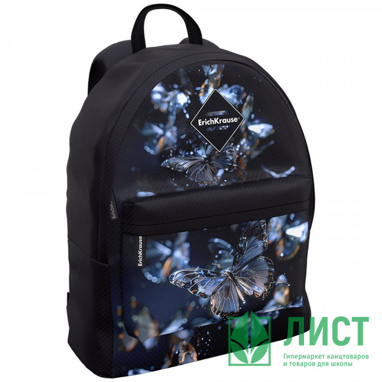 Рюкзак для девочек (ErichKrause) EasyLine Touch Glass Butterflies черный 39x13x29 см арт.63000